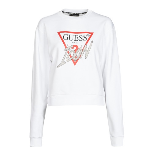 tekstylia Damskie Bluzy Guess ICON FLEECE Biały