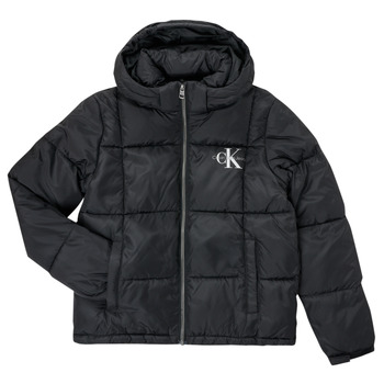 tekstylia Dziewczynka Kurtki pikowane Calvin Klein Jeans SHORT QUILTED PUFFER JACKET Czarny