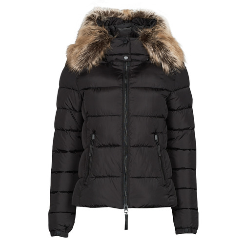 tekstylia Damskie Kurtki pikowane Superdry CODE MTN HOOD FUJI LUXE JKT Czarny