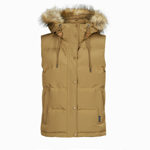 tekstylia Damskie Kurtki ocieplane Superdry VINTAGE EVEREST FAUX FUR GILET Beżowy