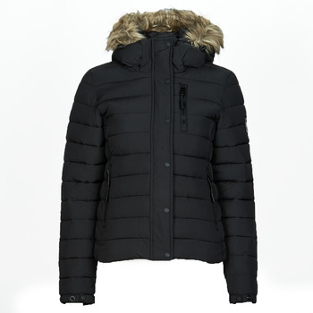 tekstylia Damskie Kurtki pikowane Superdry CLASSIC FAUX FUR FUJI JACKET Czarny