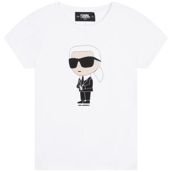 tekstylia Dziewczynka T-shirty z krótkim rękawem Karl Lagerfeld Z15418-10P-B Biały