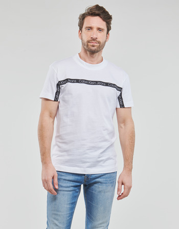 tekstylia Męskie T-shirty z krótkim rękawem Calvin Klein Jeans LOGO TAPE TEE Biały