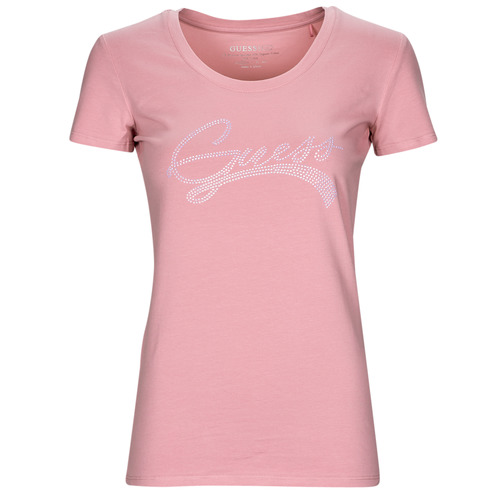 tekstylia Damskie T-shirty z krótkim rękawem Guess SS RN ADELINA TEE Różowy