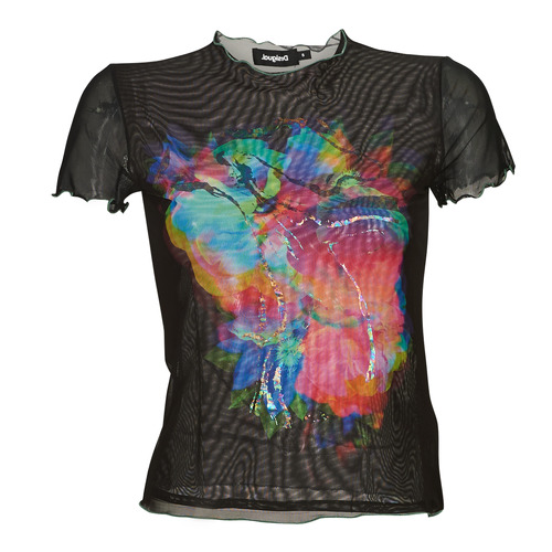 tekstylia Damskie T-shirty z krótkim rękawem Desigual TS_TULIP Czarny / Wielokolorowy