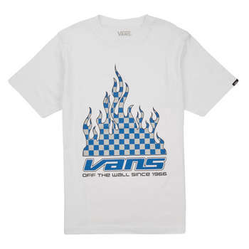 tekstylia Chłopiec T-shirty z krótkim rękawem Vans REFLECTIVE CHECKERBOARD FLAME SS Biały