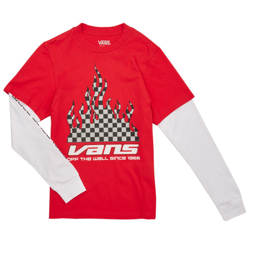 tekstylia Chłopiec T-shirty z długim rękawem Vans REFLECTIVE CHECKERBOARD FLAME TWOFER Czerwony / Biały