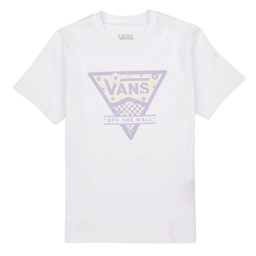 tekstylia Dziewczynka T-shirty z krótkim rękawem Vans CHECKER FLORAL TRIANGLE BFF Biały / Fioletowy