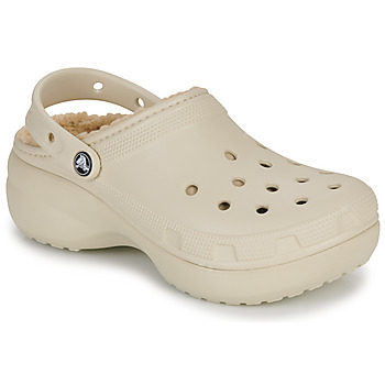 Buty Damskie Chodaki Crocs Classic Platform Lined Clog W Beżowy