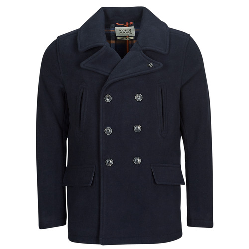 tekstylia Męskie Płaszcze Scotch & Soda Wool Blend Peacoat Marine