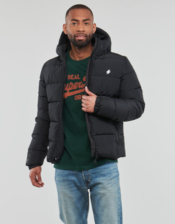 tekstylia Męskie Kurtki pikowane Superdry HOODED SPORTS PUFFR JACKET Czarny