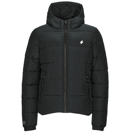 tekstylia Męskie Kurtki pikowane Superdry HOODED SPORTS PUFFR JACKET Czarny