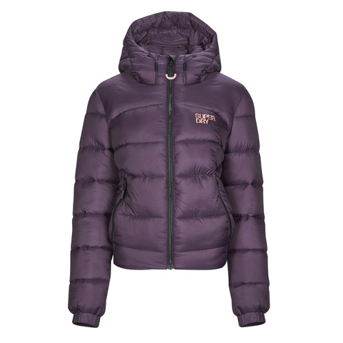 tekstylia Damskie Kurtki pikowane Superdry SPORTS PUFFER BOMBER JACKET Fioletowy