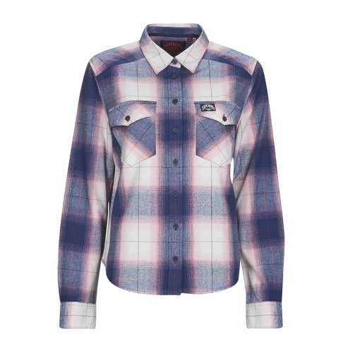 tekstylia Damskie Koszule Superdry LUMBERJACK CHECK FLANNEL SHIRT Różowy / Marine