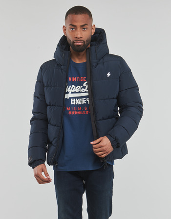 tekstylia Męskie Kurtki pikowane Superdry HOODED SPORTS PUFFR JACKET Marine