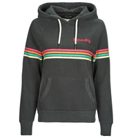 tekstylia Damskie Bluzy Superdry RAINBOW STRIPE LOGO HOODIE Czarny / Wielokolorowy