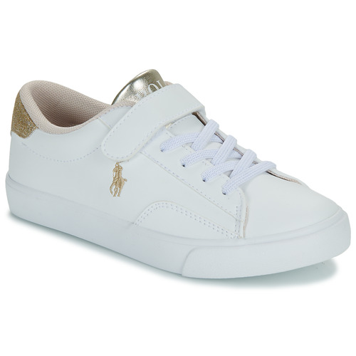 Buty Dziewczynka Trampki niskie Polo Ralph Lauren THERON V PS Biały / Złoty