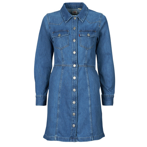 tekstylia Damskie Sukienki krótkie Levi's FLYNN WESTERN CORE DRESS Niebieski