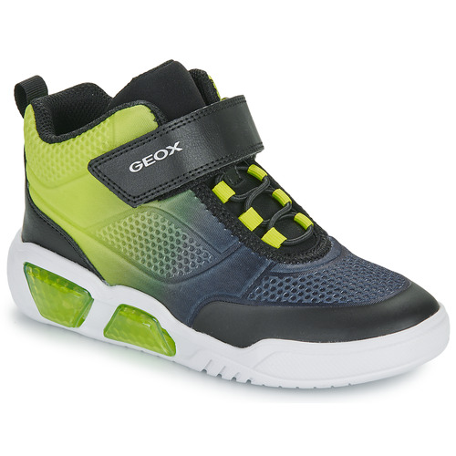 Buty Chłopiec Trampki wysokie Geox J ILLUMINUS BOY Czarny / Zielony