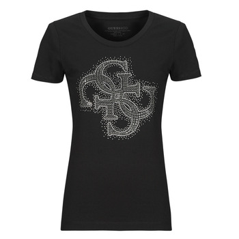 tekstylia Damskie T-shirty z krótkim rękawem Guess SS RN 4G LOGO Czarny