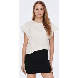 tekstylia Damskie T-shirty i Koszulki polo Only 15255618 LIRIS Biały