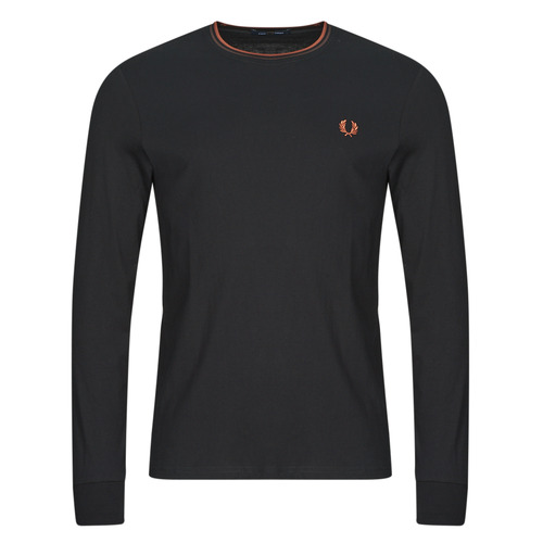 tekstylia Męskie T-shirty z długim rękawem Fred Perry ZIP THROUGH Czarny