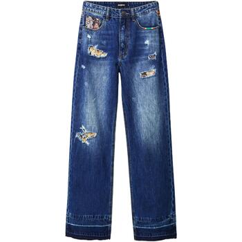 tekstylia Damskie Jeansy straight leg Desigual DENIM XENIA 22WWDD41 Niebieski