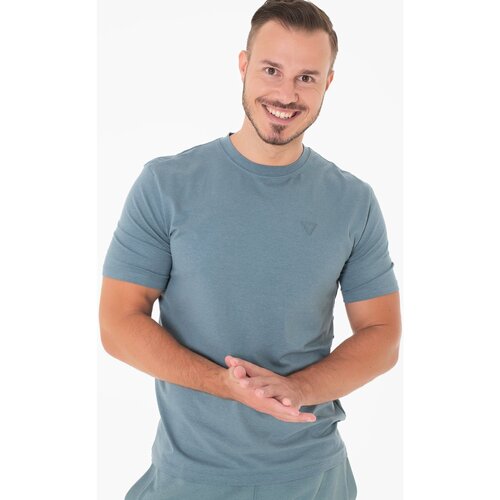 tekstylia Męskie T-shirty z krótkim rękawem Guess Z2YI12 JR06K Niebieski