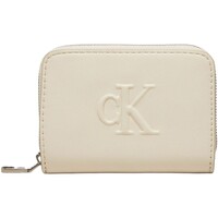 Torby Damskie Portfele Calvin Klein Jeans SCULPTED MED ZIP AROUND DEBOSS K60K612741 Beżowy