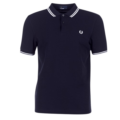 tekstylia Męskie Koszulki polo z krótkim rękawem Fred Perry SLIM FIT TWIN TIPPED Marine / Biały