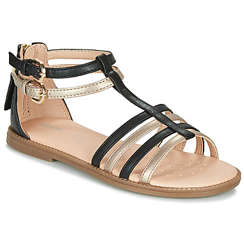 Sapatos Rapariga Sandálias Geox SANDAL KARLY GIRL Preto / Ouro