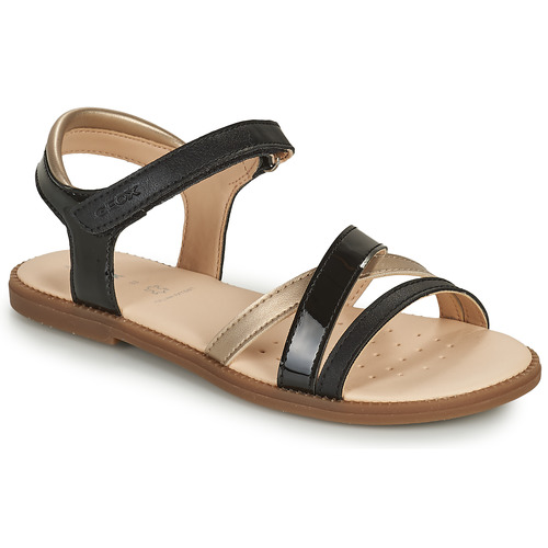 Sapatos Rapariga Sandálias Geox SANDAL KARLY GIRL Preto / Ouro