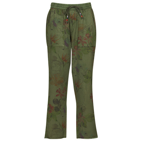 Textil Mulher Calças Desigual PANT_MICKEY CAMO FLOWERS Cáqui / Multicolor