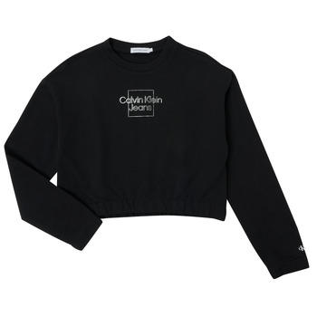 Textil Rapariga Sweats Calvin Klein Jeans METALLIC BOX LOGO SWEATSHIRT Preto