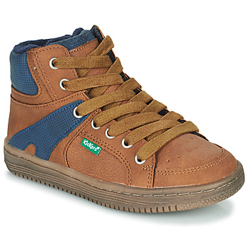 Sapatos Rapaz Sapatilhas de cano-alto Kickers LOWELL Camel / Azul