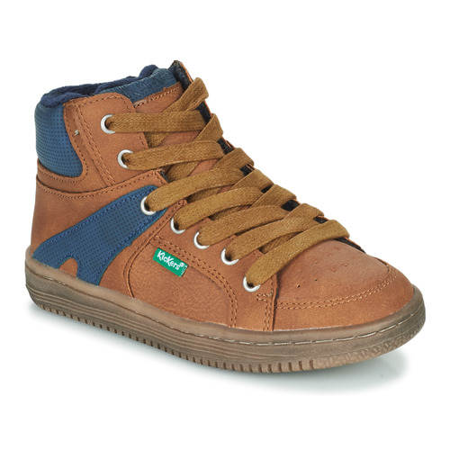 Sapatos Rapaz Sapatilhas de cano-alto Kickers LOWELL Camel / Azul