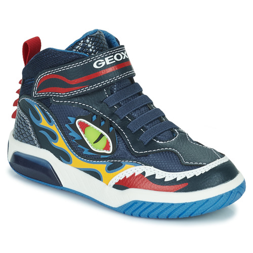 Sapatos Rapaz Sapatilhas de cano-alto Geox J INEK BOY A Azul / Vermelho