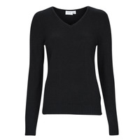 Textil Mulher camisolas Vila VIRIL V-NECK L/S KNIT TOP - NOOS Preto