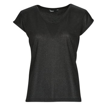 Textil Mulher T-Shirt mangas curtas Only ONLSILVERY S/S V NECK LUREX TOP JRS Preto