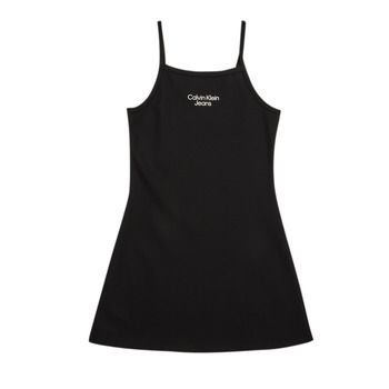 Textil Rapariga Vestidos curtos Calvin Klein Jeans STACK LOGO PUNTO STRAP Preto