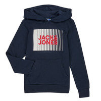 Textil Rapaz Sweats Jack & Jones JJECORP LOGO SWEAT HOOD Marinho