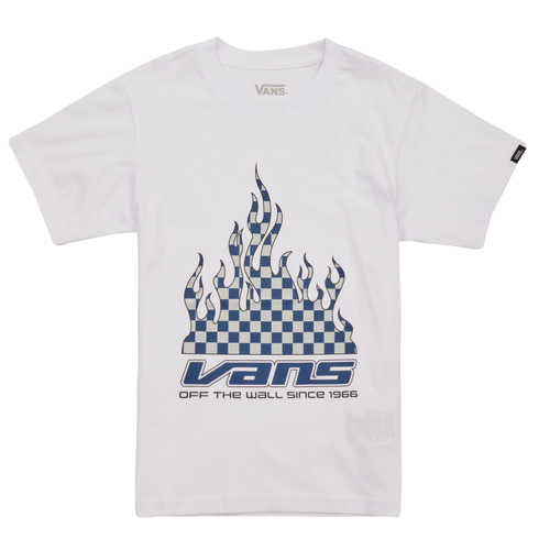 Textil Rapaz T-Shirt mangas curtas Vans REFLECTIVE CHECKERBOARD FLAME SS Branco