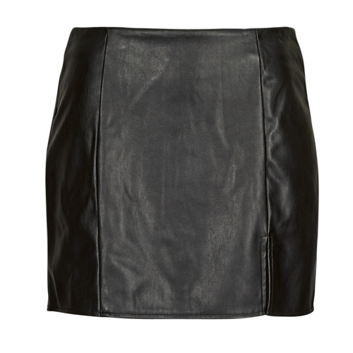 Textil Mulher Saias Only ONLLENI FAUX LEATHER SLIT SKIRT PNT Preto