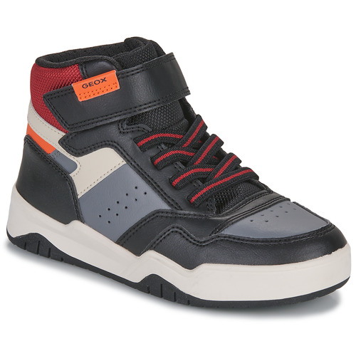 Sapatos Rapaz Sapatilhas de cano-alto Geox J PERTH BOY F Preto / Cinza / Laranja