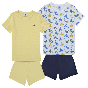 Textil Criança Pijamas / Camisas de dormir Petit Bateau A0ABD X2 Azul / Amarelo