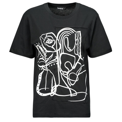 Textil Mulher T-Shirt mangas curtas Desigual TS_TRISTAN Preto / Branco