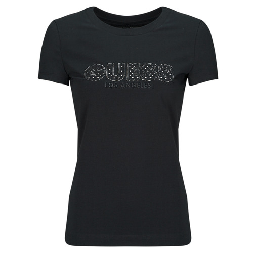 Textil Mulher T-Shirt mangas curtas Guess SANGALLO TEE Preto