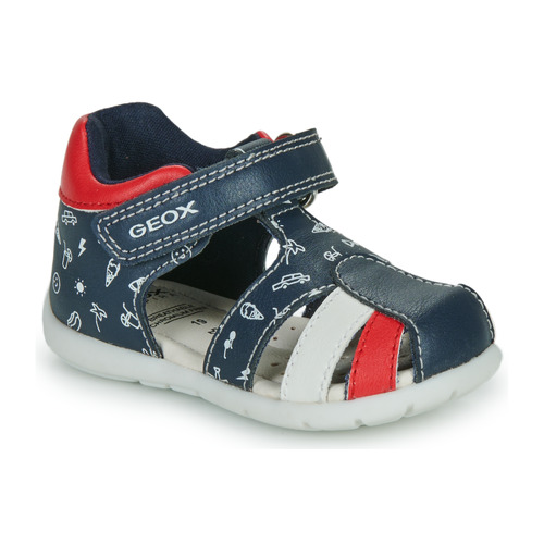 Sapatos Rapaz Sandálias Geox B ELTHAN BOY Marinho / Vermelho / Branco