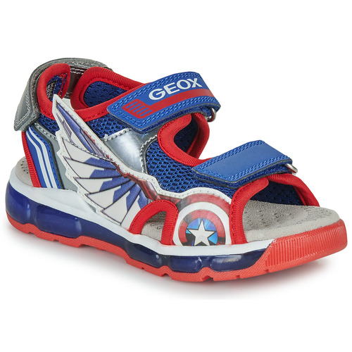 Sapatos Rapaz Sandálias Geox J SANDAL ANDROID BOY Azul / Vermelho / Branco