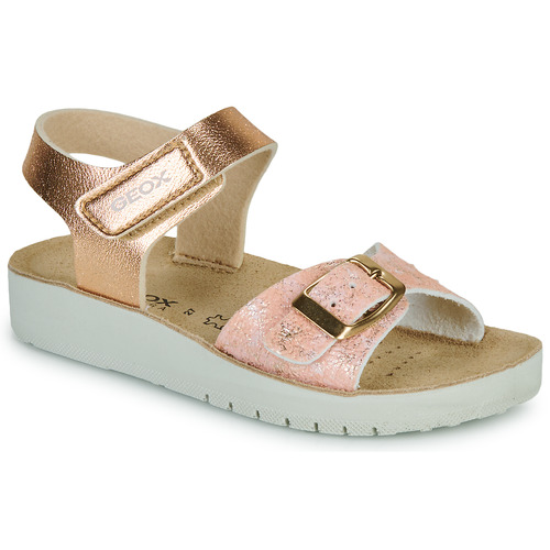 Sapatos Rapariga Sandálias Geox J SANDAL COSTAREI GI Rosa / Ouro